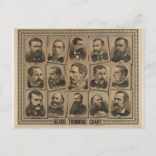 Barttrimmtabelle von 1884 postkarte