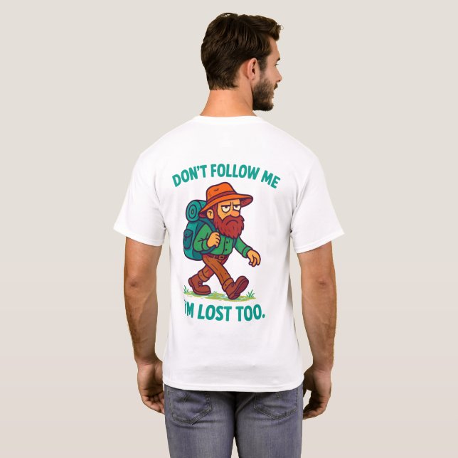 Bartwanderung Cartoon mit Rucksack T-Shirt (Schwarz voll)