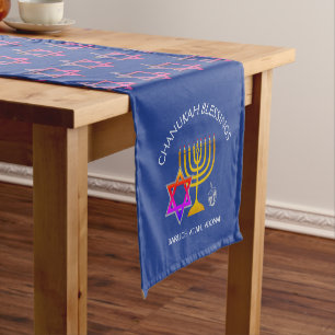 Baruch Atah Adonai CUSTOMIZABLE Chanukah Kurzer Tischläufer