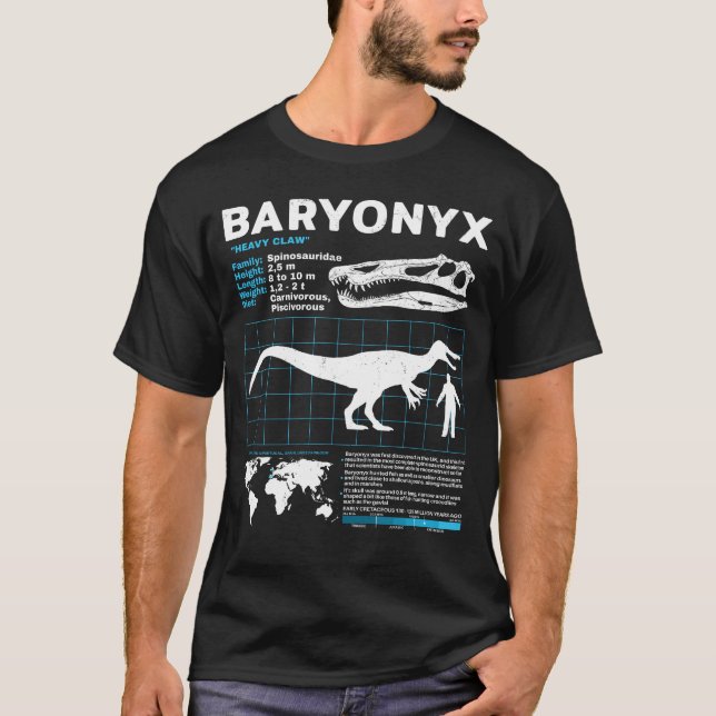 Baryonyx Fossil-Factsheet-T - Shirt (Vorderseite)