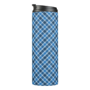 Bas Blau/Babyblau Gingham-Diagonal-Kariert Thermosbecher