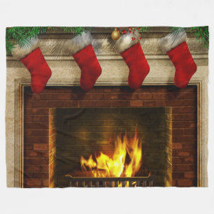 Bas de Noël et couverture d'ouatine de cheminée
