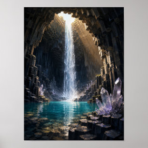 Basaltkristallhöhlen-Wasserfall 12x16 Poster