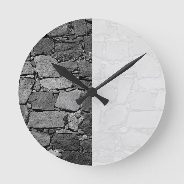Basaltwand Runde Wanduhr (Vorderseite)