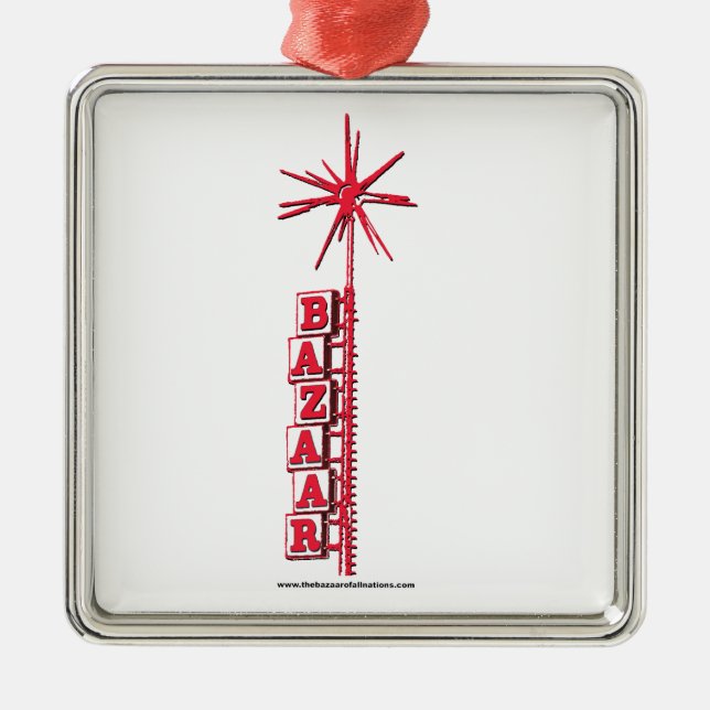Basar"Sputnik-" Weihnachtsverzierung Silbernes Ornament (Vorne)