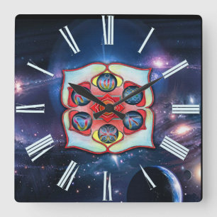 Base Chakra Quadratische Wanduhr