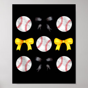 Base Schwarz & Gelbe Schleifen Tee Ball Mama Schul Poster