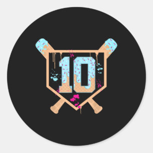 Baseball 10 Jahre alt Eis Tropfen 10. Geburtstag Runder Aufkleber