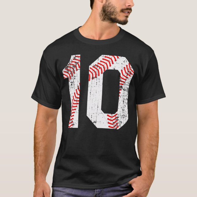 Baseball 10 Jersey-Nummer T-Shirt (Vorderseite)