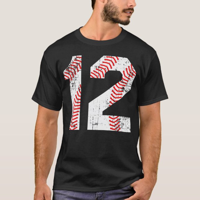 Baseball 12 Jersey-Nummer T-Shirt (Vorderseite)