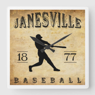 Baseball 1877 Janesvilles Wisconsin Quadratische Wanduhr