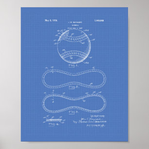 Baseball 1928 Patentkunst - Blaupause Poster