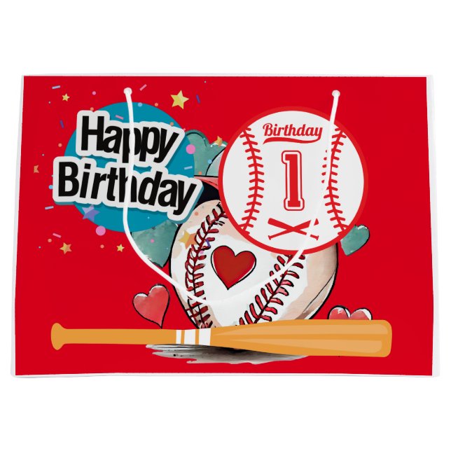 Baseball 1. Geburtstag Große Geschenktüte (Vorderseite)