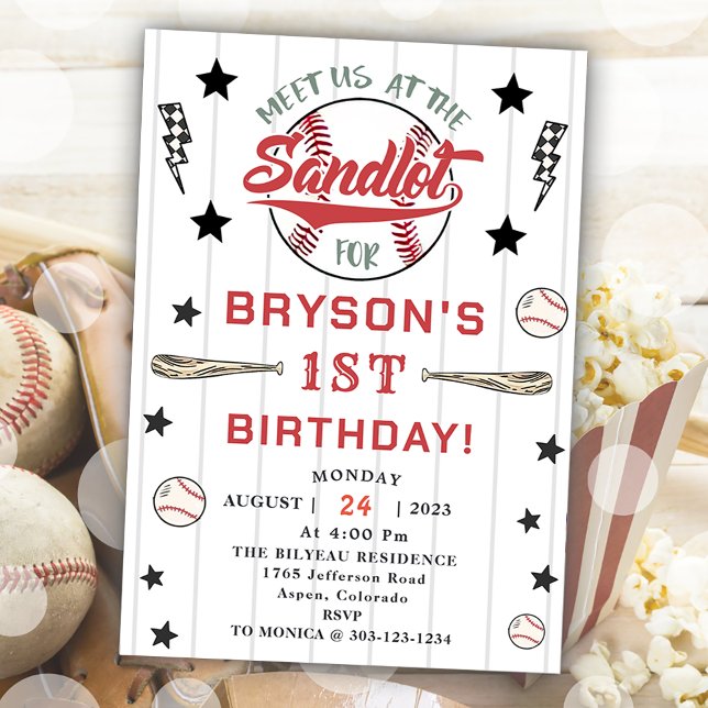 Baseball 1. Geburtstag Vintages Rookie-Party Einladung (Von Creator hochgeladen)