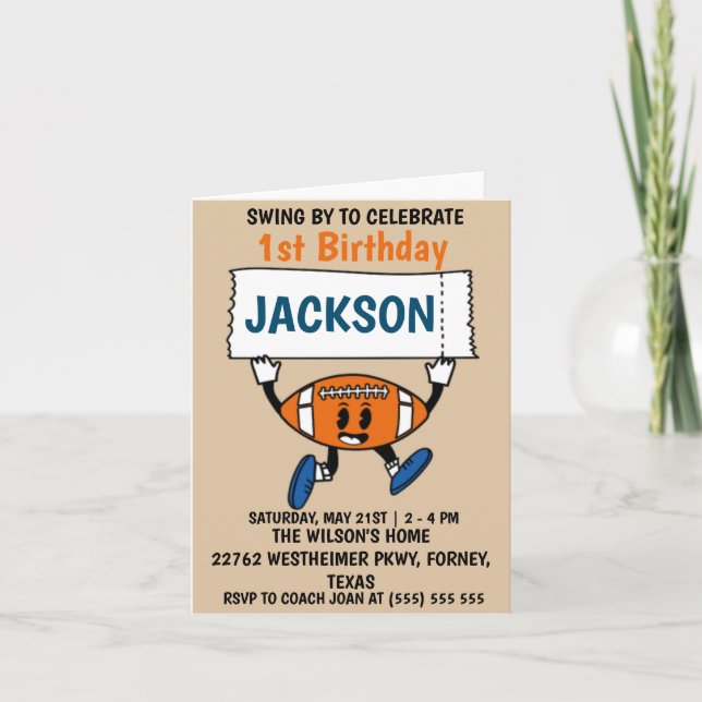 Baseball 1. Geburtstagssportthema Einladung (Vorderseite)