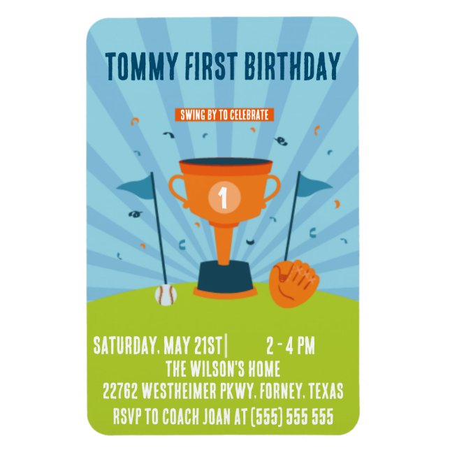 Baseball 1. Geburtstagssportthema Magnet (Vertikal)