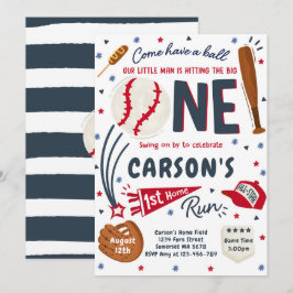 Baseball 1. Zuhause Run Birthday Party Einladung