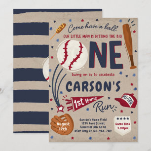 Baseball 1. Zuhause Run Birthday Party Einladung