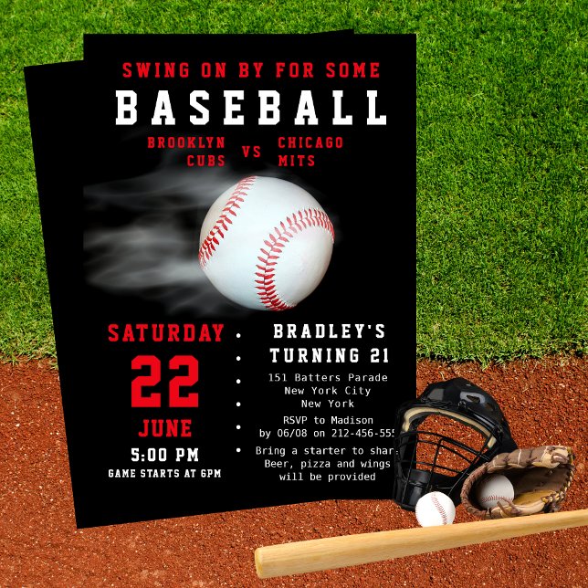 Baseball 21e anniversaire Sports Party Invitation (Créateur téléchargé)