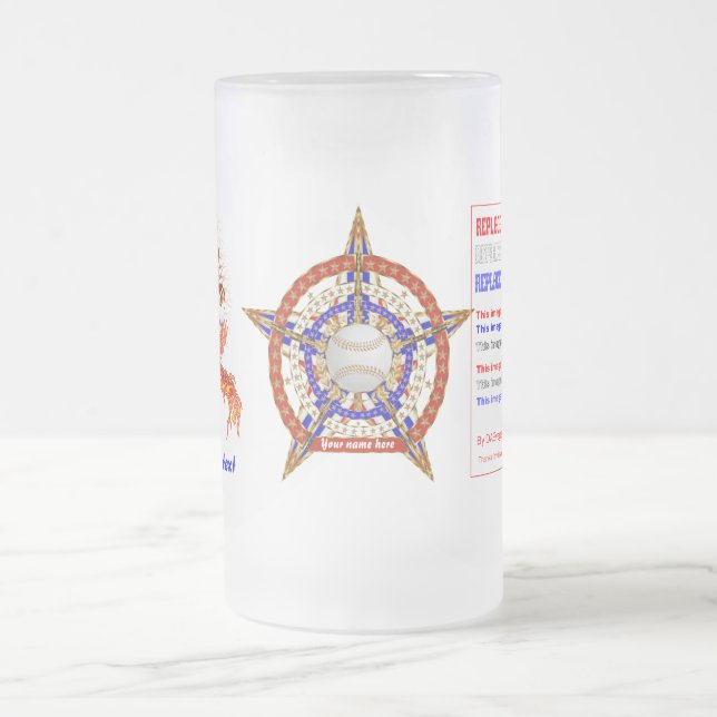 Baseball 2 ADDIEREN Name-Foto Ansicht meine Mattglas Bierglas (Mittel)
