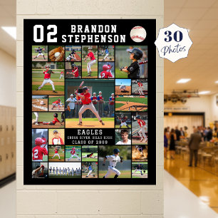 Baseball 30 Foto-Collage Spieler Nummer Name Poster