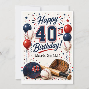 Baseball 40. Geburtstagsfeier  Einladung
