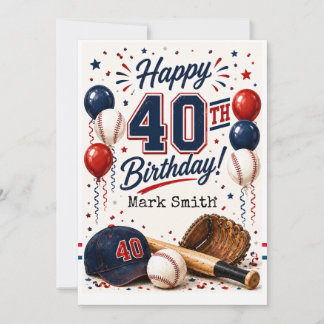 Baseball 40. Geburtstagsfeier  Einladung