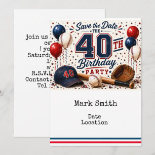 Baseball 40. Geburtstagsfeier  Einladung