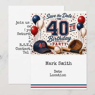 Baseball 40. Geburtstagsfeier  Einladung