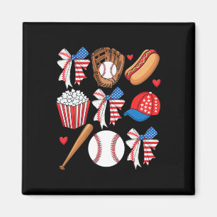 Baseball 4. Juli Coquette-Schleife Frauen Mädchen Magnet
