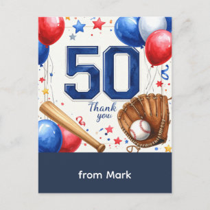 Baseball 50. Geburtstag Danke  Postkarte