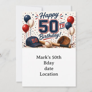 Baseball 50. Geburtstag  Einladung