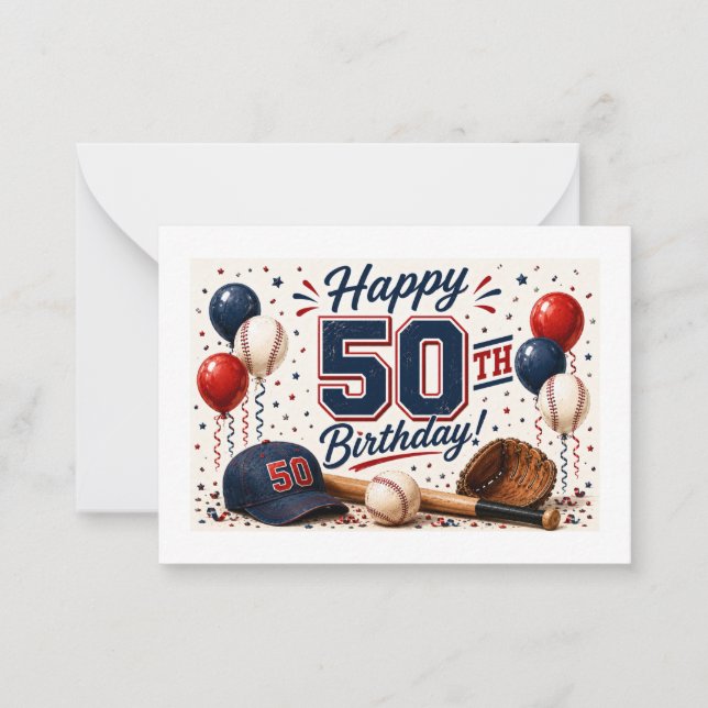 Baseball 50. Geburtstag  Mitteilungskarte (Vorderseite)