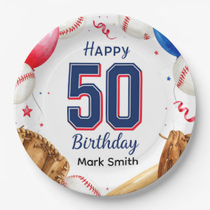 Baseball 50. Geburtstag Pappteller