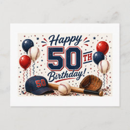 Baseball 50. Geburtstag Postkarte