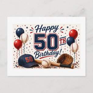 Baseball 50. Geburtstag  Postkarte