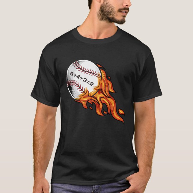 Baseball 6432 Doppelspiel 6+4+3=2 Softball-Math T-Shirt (Vorderseite)