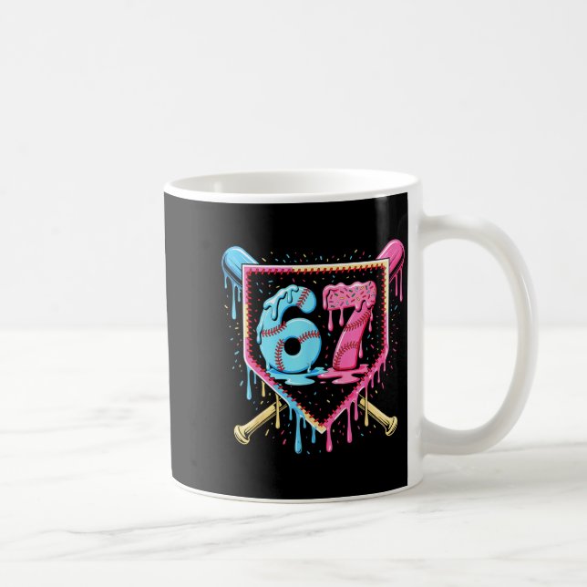 Baseball 67 Ice Cream Drip Funny Six Seven Meme Bo Kaffeetasse (Rechts)