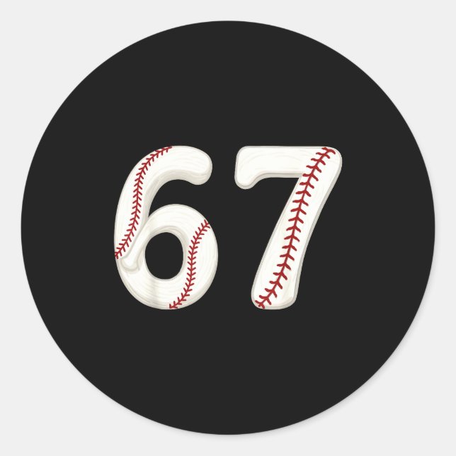 Baseball 67 Number Funny Six Seven Gen Alpha Meme  Runder Aufkleber (Vorderseite)