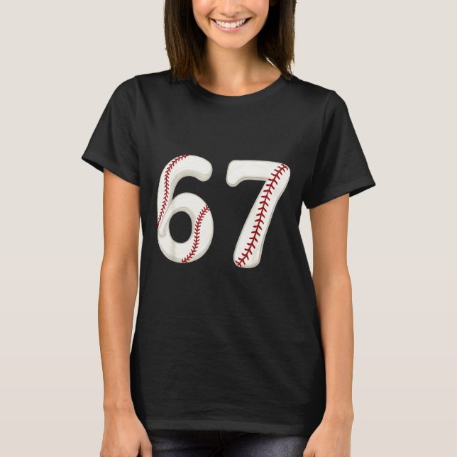 Baseball 67 Number Funny Six Seven Gen Alpha Meme  T-Shirt (Vorderseite)