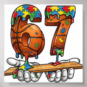 Baseball 67 Puzzle Drip Six Seven Meme Jungen Auti Poster