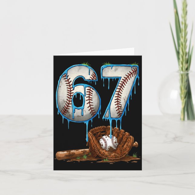 Baseball 67 sechs sieben Meme lustig 6-7 Drip Base Karte (Vorderseite)