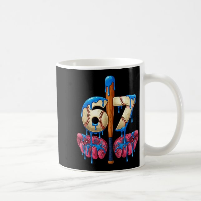 Baseball 67 Six Seven Funny Gen Alpha Meme Drip  Kaffeetasse (Rechts)