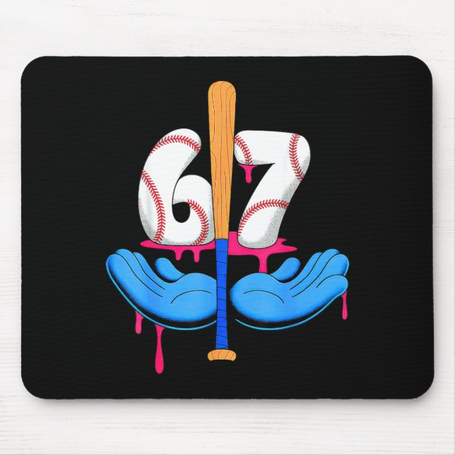 Baseball 67 Six Seven Gen Alpha Meme Drip  Mousepad (Vorne)