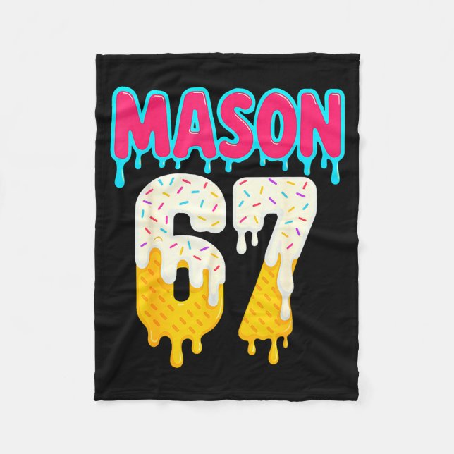 Baseball 6 7 Ice Cream Drip Number 67 Funny Six Se Fleecedecke (Vorderseite)
