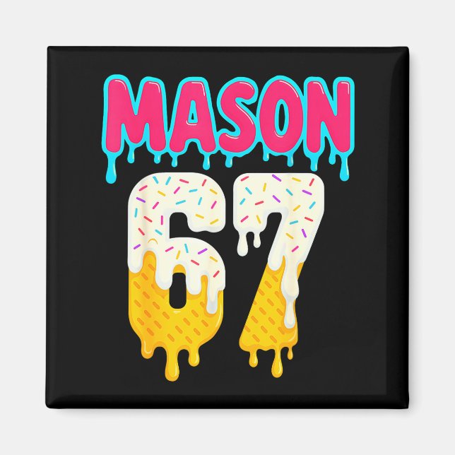 Baseball 6 7 Ice Cream Drip Number 67 Funny Six Se Magnet (Vorne)