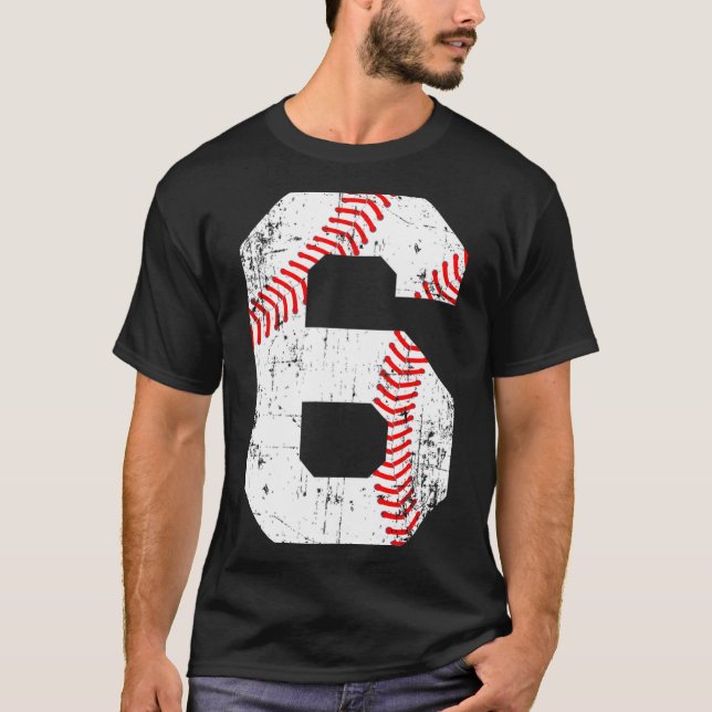 Baseball 6 Trikotnummer T-Shirt  (Vorderseite)