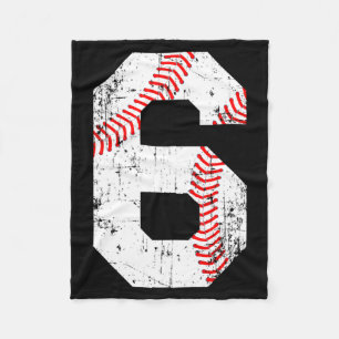 Baseball 6 Trikotnummer T-Shirt Fleecedecke