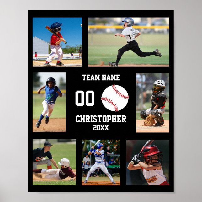 Baseball-7-Foto-Collage Personalisiert Poster (Vorne)