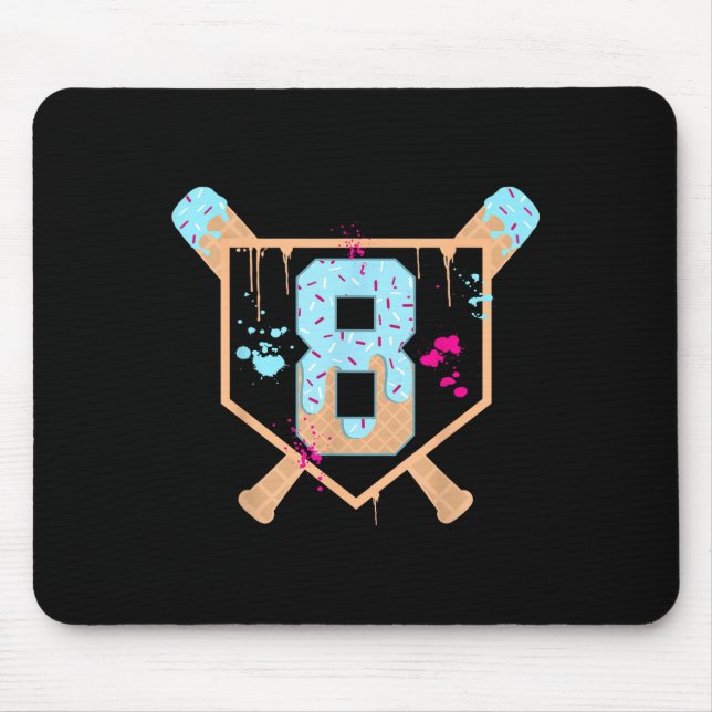 Baseball 8 Jahre alt Eiscreme Tropfen 8. Geburtsta Mousepad (Vorne)